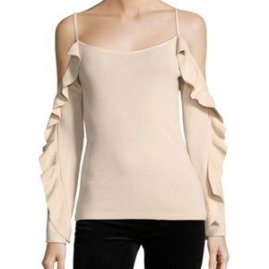 Club Monaco Cold Shoulder Lesley Sweater in Beige, S